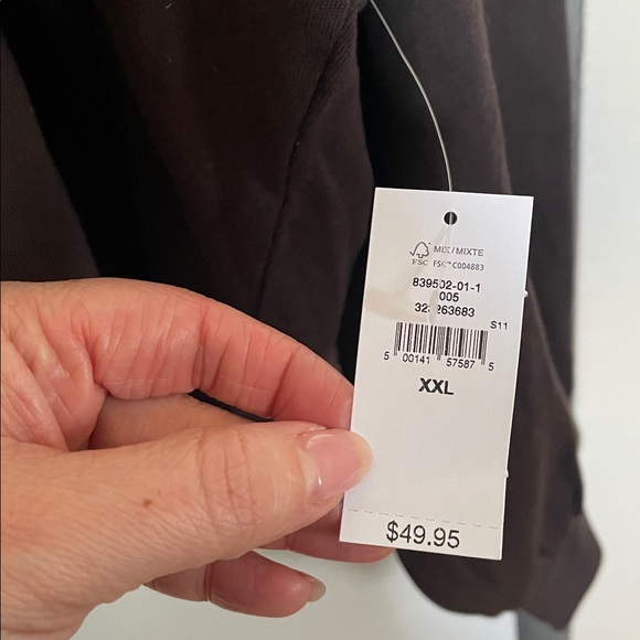 GAP Women’s XXL 100% Cotton Oversized Arm Crop Dark Brown Long Sleeve Top - Picture 2 of 11